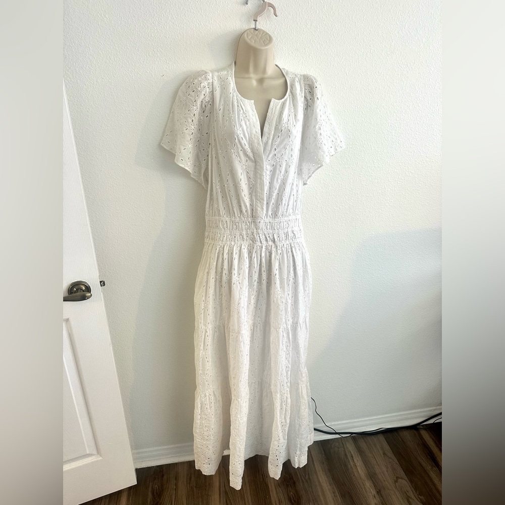 Anthropologie White Eyelet Maxi Dress - Picture 8 of 10